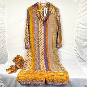 Impressions Print Satin Shirt Dress